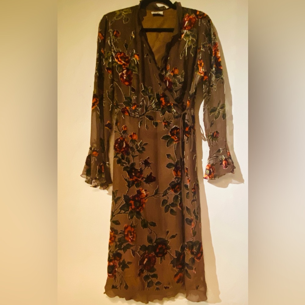 Floral Long Sleeve Wrap Dress